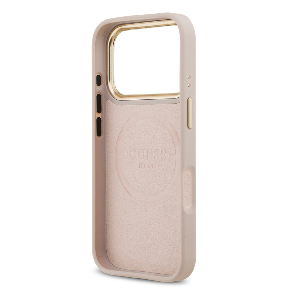 Guess iPhone 17 Pro Orjinal Lisanslı M-safe Şarj Özellikli 4G Desenli PU Metal Plaka Klasik Logolu Kılıf Guess iPhone 17 Pro Orjinal Lisanslı M-safe Şarj Özellikli 4G Desenli PU Metal Plaka Klasik Logolu Kılıf